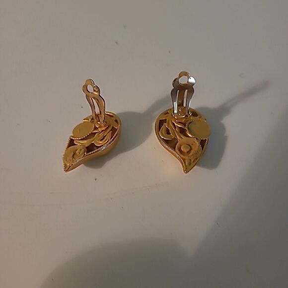 Clip Pearl Accent Earrings - Picture 3 of 3